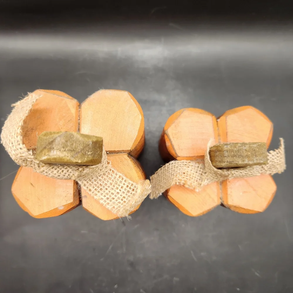 Wooden Farmhouse Primitive Pumpkins, Set of 2